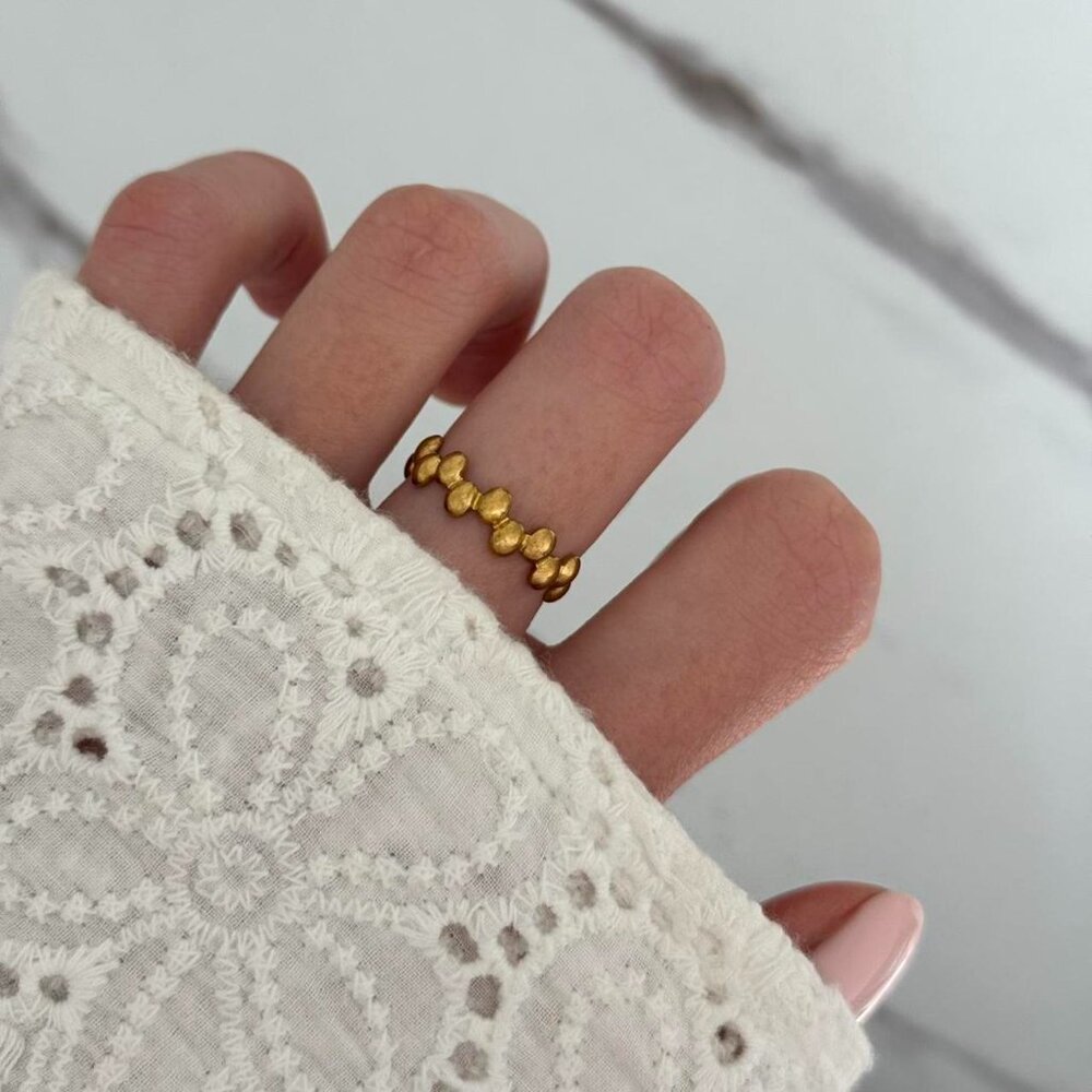 SKU:0220 gold ring made of high-quality materials‎ stainless steel waterproof